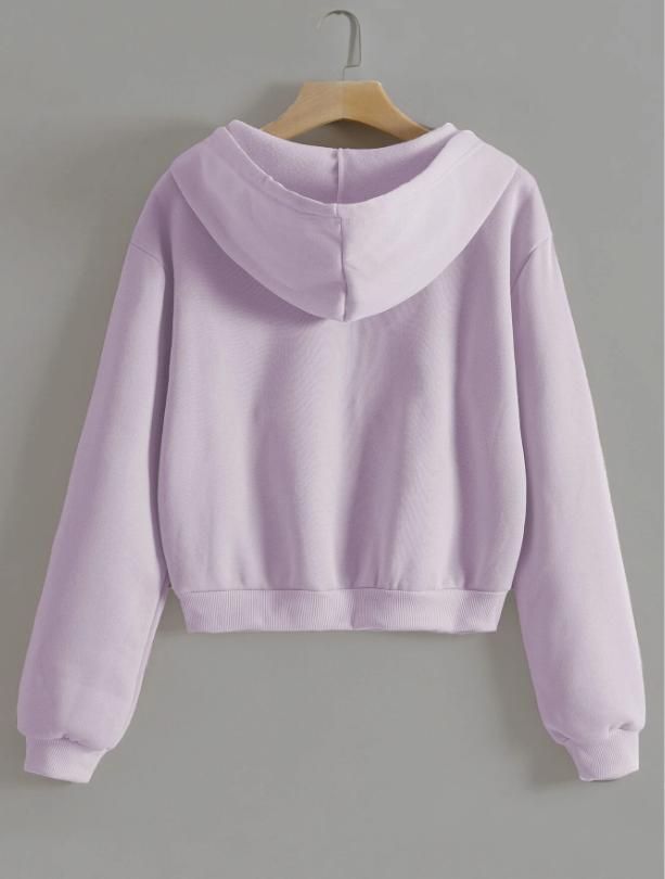 Lavender Bliss: Women's Solid Hoodie Crop Top – ZEBaa