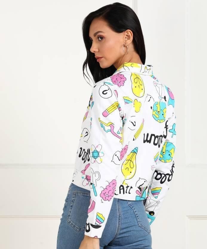 HUGO - Oversized-fit denim jacket with all-over logo print